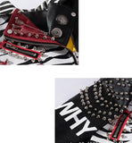 Perfecto punk grunge zébré asymétrique rouge et noir rivets-Vestes et manteaux-THE FASHION PARADOX