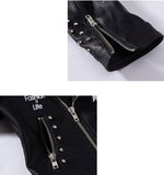 Blouson perfecto noir punk rock à franges imprimé dans le dos-Vestes et manteaux-THE FASHION PARADOX