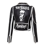Blouson perfecto noir et blanc biker avec clous punk rock-Vestes et manteaux-THE FASHION PARADOX
