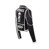 Blouson perfecto noir et blanc biker avec clous punk rock-Vestes et manteaux-THE FASHION PARADOX
