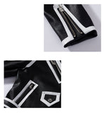 Blouson perfecto noir et blanc biker avec clous punk rock-Vestes et manteaux-THE FASHION PARADOX