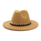 Chapeau Fedora chaîne dorée noir rouge camel jaune rose pastel - Chapeau / Casquette - THE FASHION PARADOX