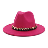 Chapeau Fedora chaîne dorée noir rouge camel jaune rose pastel - Chapeau / Casquette - THE FASHION PARADOX