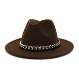 Chapeau Fedora chaîne dorée noir rouge camel jaune rose pastel - Chapeau / Casquette - THE FASHION PARADOX