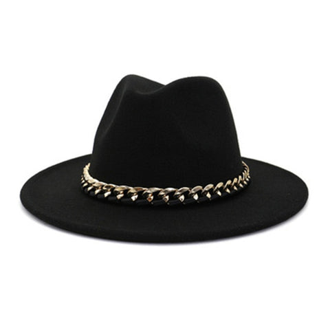 Chapeau Fedora chaîne dorée noir rouge camel jaune rose pastel - Chapeau / Casquette - THE FASHION PARADOX