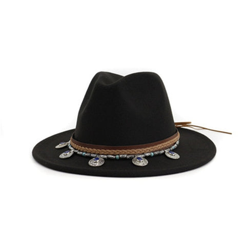 Fedora far west corde tressée ethnique médailles perles-Chapeau / Casquette-THE FASHION PARADOX
