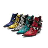 Bottines serpent punk rock pointues avec sangles rivetées-Chaussures-THE FASHION PARADOX