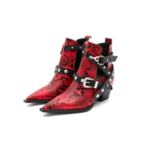 Bottines serpent punk rock pointues avec sangles rivetées-Chaussures-THE FASHION PARADOX