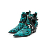 Bottines serpent punk rock pointues avec sangles rivetées-Chaussures-THE FASHION PARADOX