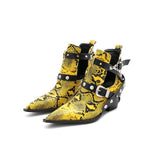 Bottines serpent punk rock pointues avec sangles rivetées-Chaussures-THE FASHION PARADOX