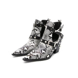 Bottines serpent punk rock pointues avec sangles rivetées-Chaussures-THE FASHION PARADOX