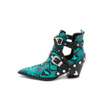 Bottines serpent punk rock pointues avec sangles rivetées-Chaussures-THE FASHION PARADOX