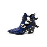 Bottines serpent punk rock pointues avec sangles rivetées-Chaussures-THE FASHION PARADOX
