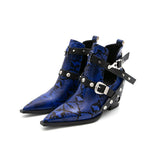 Bottines serpent punk rock pointues avec sangles rivetées-Chaussures-THE FASHION PARADOX