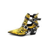 Bottines serpent punk rock pointues avec sangles rivetées-Chaussures-THE FASHION PARADOX