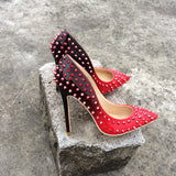 Escarpins dégradés rouges et noirs gothique rock à piques-Chaussures-THE FASHION PARADOX