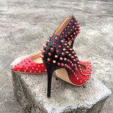 Escarpins dégradés rouges et noirs gothique rock à piques-Chaussures-THE FASHION PARADOX