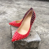 Escarpins dégradés rouges et noirs gothique rock à piques-Chaussures-THE FASHION PARADOX