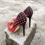 Escarpins dégradés rouges et noirs gothique rock à piques-Chaussures-THE FASHION PARADOX