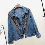 Veste en jeans denim noire ou bleue avec franges et rivets-Vestes et manteaux-THE FASHION PARADOX