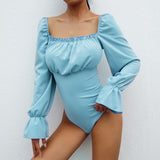 Body noir, blanc ou bleu élégant laçage ruban dans le dos - Bodys - THE FASHION PARADOX