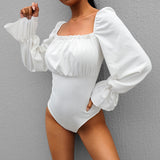 Body noir, blanc ou bleu élégant laçage ruban dans le dos - Bodys - THE FASHION PARADOX