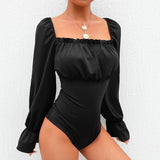 Body noir, blanc ou bleu élégant laçage ruban dans le dos - Bodys - THE FASHION PARADOX