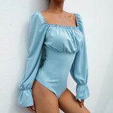 Body noir, blanc ou bleu élégant laçage ruban dans le dos - Bodys - THE FASHION PARADOX