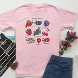 T-shirt droit blanc rose ou jaune motif fruits frais softgirl-T-Shirts-THE FASHION PARADOX