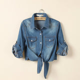Chemisier court en jean noué - Top - THE FASHION PARADOX