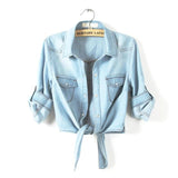 Chemisier court en jean noué - Top - THE FASHION PARADOX