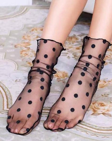 Chaussettes en résilles fines à pois - Leggings et collants - THE FASHION PARADOX