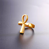 Bague unie dorée, argentée ou noire croix ankh égyptienne - BIJOUX - THE FASHION PARADOX