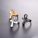 Bague unie dorée, argentée ou noire croix ankh égyptienne - BIJOUX - THE FASHION PARADOX