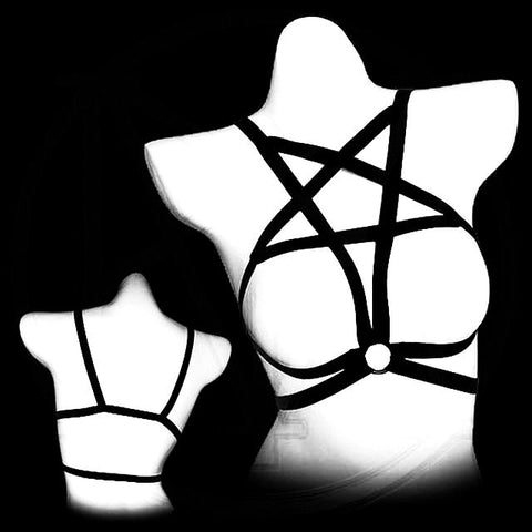 Harnais double élastique noir pentagramme - Ceinture et harnais - THE FASHION PARADOX