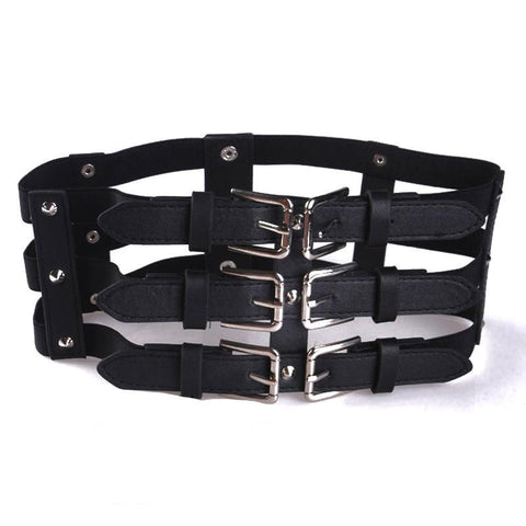 Ceinture serre-taille simili cuir noir, boucles et sangles - Ceinture et harnais - THE FASHION PARADOX