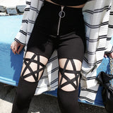 Leggings, pantalon skinny grunge ouvert avec pentagrammes - Leggings et collants - THE FASHION PARADOX