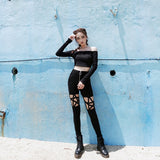 Leggings, pantalon skinny grunge ouvert avec pentagrammes - Leggings et collants - THE FASHION PARADOX