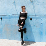 Leggings, pantalon skinny grunge ouvert avec pentagrammes - Leggings et collants - THE FASHION PARADOX