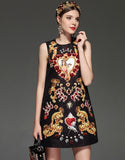 Robe trapèze courte brodée avec motifs et sequins - Robes - THE FASHION PARADOX