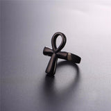 Bague unie dorée, argentée ou noire croix ankh égyptienne - BIJOUX - THE FASHION PARADOX