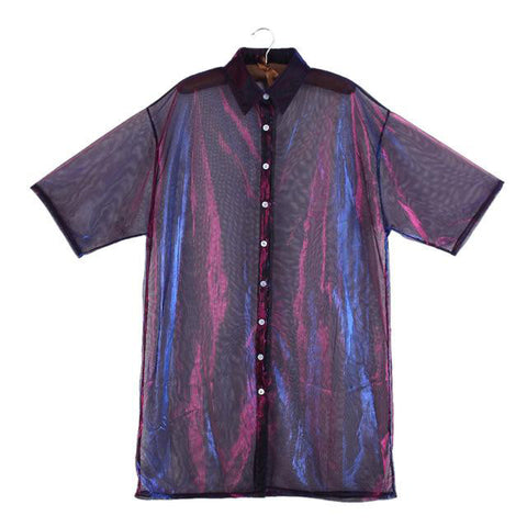 Chemise longue transparente holographique - Kimono - THE FASHION PARADOX