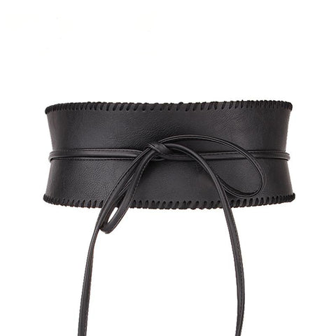 Ceinture serre-taille en simili-cuir avec lacet noué - Ceinture et harnais - THE FASHION PARADOX
