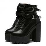 Bottines goth, grunge en simili cuir avec sangles - Chaussures - THE FASHION PARADOX