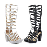 Sandales à talon montantes style spartiates noires ou blanches - Chaussures - THE FASHION PARADOX