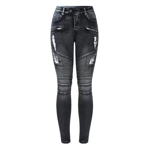 Jeans slim griffé grunge anthracite - Pantalons - THE FASHION PARADOX
