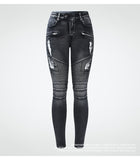 Jeans slim griffé grunge anthracite - Pantalons - THE FASHION PARADOX