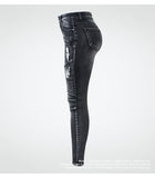 Jeans slim griffé grunge anthracite - Pantalons - THE FASHION PARADOX