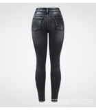 Jeans slim griffé grunge anthracite - Pantalons - THE FASHION PARADOX