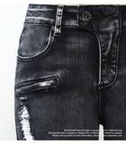 Jeans slim griffé grunge anthracite - Pantalons - THE FASHION PARADOX